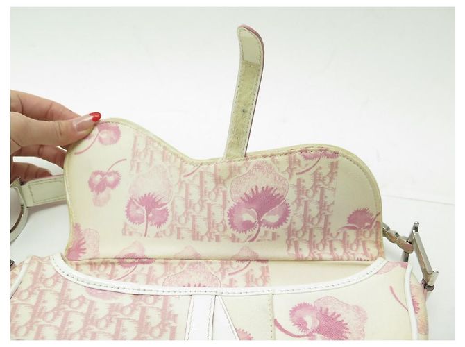 CHRISTIAN DIOR SADDLE WHITE ROSA FIORI E BORSA A MANO MONOGRAM - vista 5