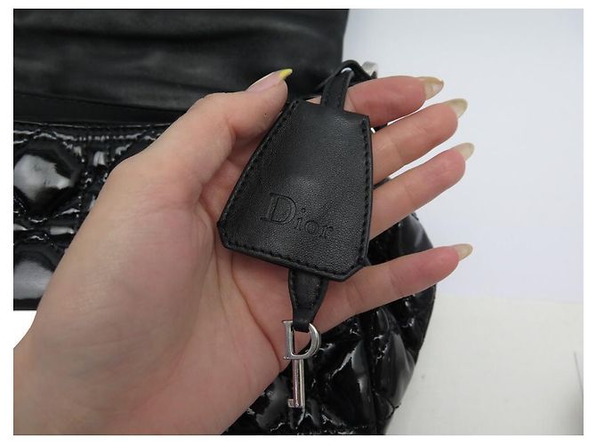 HANDBAG CHRISTIAN MISS DIOR M M9802 IN BLACK PATENT CANNAGE LEATHER PURSE - view 10