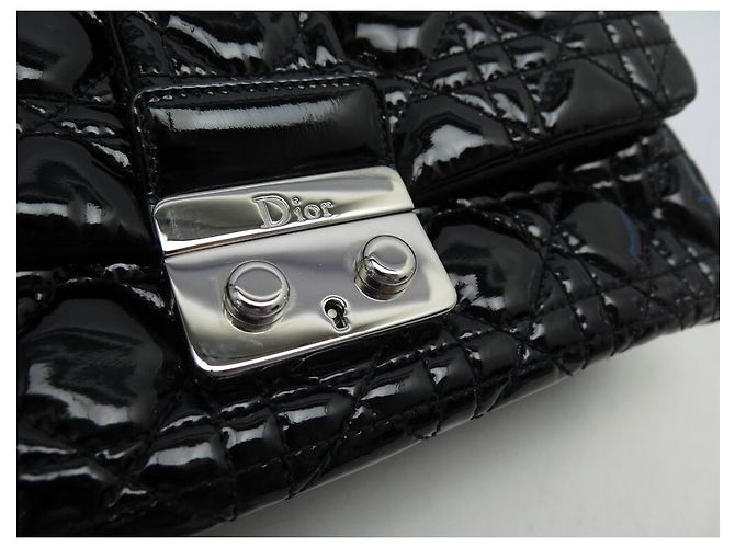 HANDBAG CHRISTIAN MISS DIOR M M9802 IN BLACK PATENT CANNAGE LEATHER PURSE - view 11