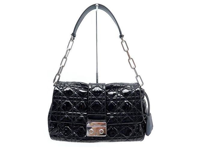 HANDBAG CHRISTIAN MISS DIOR M M9802 IN BLACK PATENT CANNAGE LEATHER PURSE - view 2