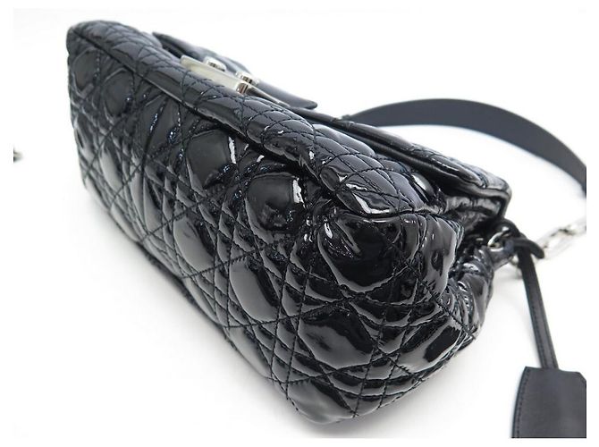 HANDBAG CHRISTIAN MISS DIOR M M9802 IN BLACK PATENT CANNAGE LEATHER PURSE - view 3