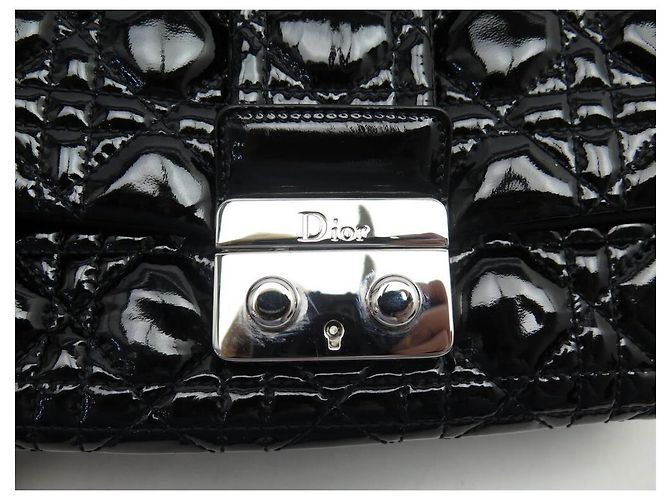 HANDBAG CHRISTIAN MISS DIOR M M9802 IN BLACK PATENT CANNAGE LEATHER PURSE - view 4