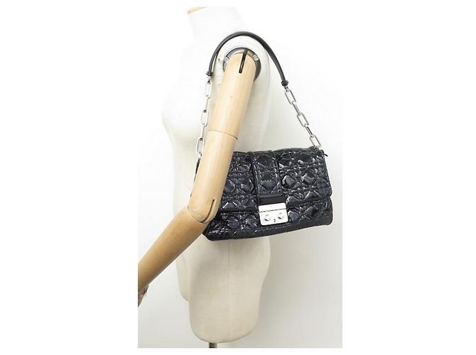 HANDBAG CHRISTIAN MISS DIOR M M9802 IN BLACK PATENT CANNAGE LEATHER PURSE - view 5