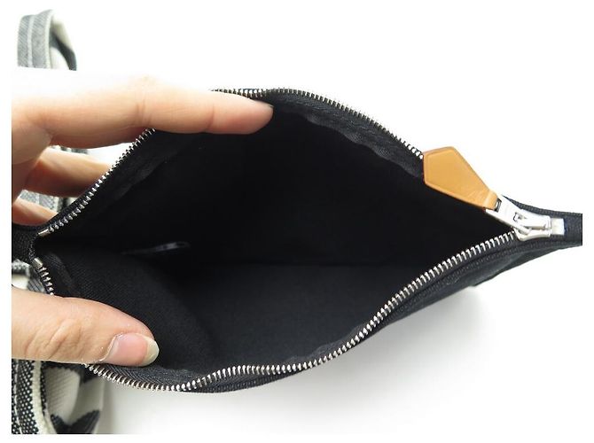 Hermès NUOVA BORSA A MANO HERMES CANNES MM CABAS IN COTONE BIANCO E NERO NUOVA BORSA A MANO - vista 5