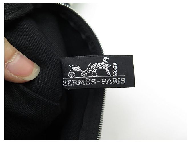 Hermès NUOVA BORSA A MANO HERMES CANNES MM CABAS IN COTONE BIANCO E NERO NUOVA BORSA A MANO - vista 6