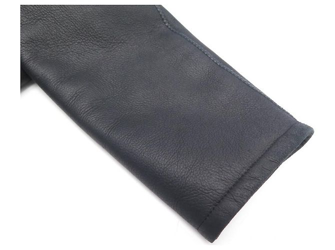 Hermès MANTEAU HERMES LONG DOUBLE EN CUIR D'AGNEAU NOIRBLACK LEATHER COAT JACKET - vue 7