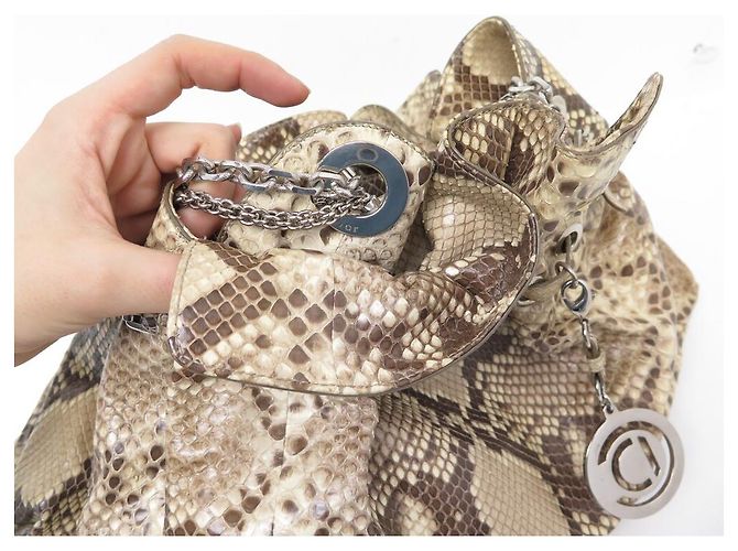 NOVA BOLSA CHRISTIAN DIOR 30 BOLSA DE COURO PYTHON BEGE - vista 12