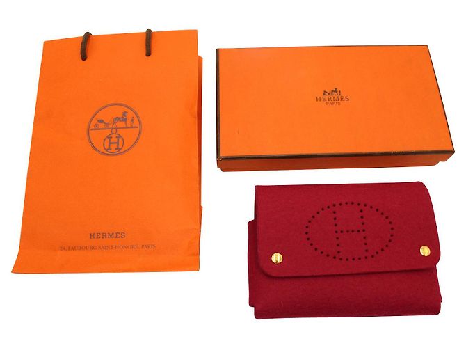 Evelyne Hermès Evelyn Carte da gioco in feltro e marsupio rosso - vista 7