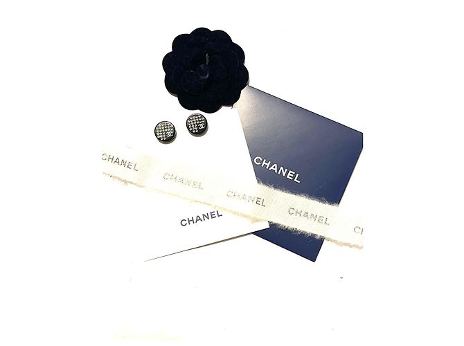 Chanel Marineblaue runde Ohrringe - Ansicht 3