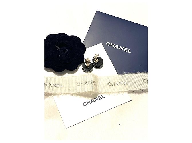 Chanel Marineblaue runde Ohrringe - Ansicht 5