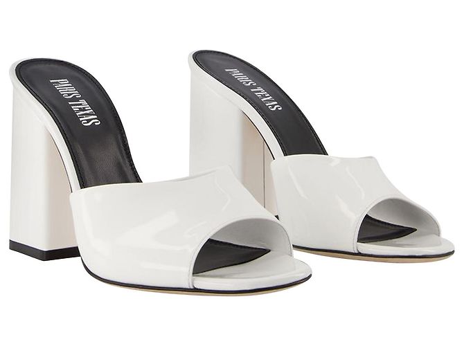 Holly Anja Mules - Paris Texas - Branco - Couro - vista 2