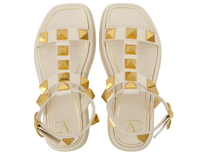 Sandali Roman Stud - Valentino Garavani - Avorio - Pelle - vista 4