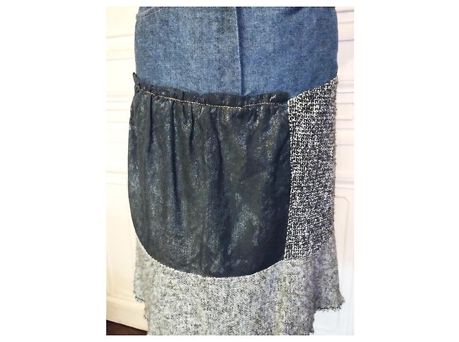GONNA CHRISTIAN LACROIX GONNA PATCHWORK DENIM..WOOL....PIZZO T 34/36 Multicolore - vista 13