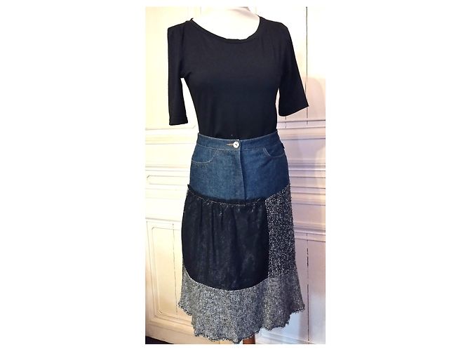 GONNA CHRISTIAN LACROIX GONNA PATCHWORK DENIM..WOOL....PIZZO T 34/36 Multicolore - vista 16