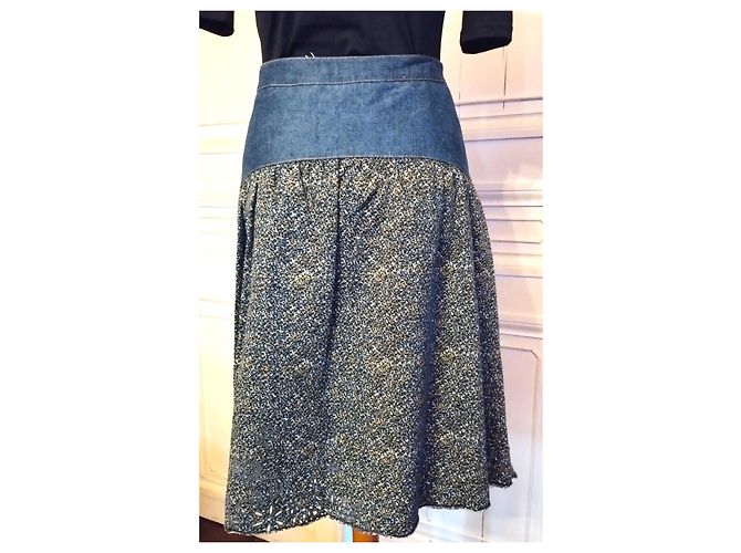 GONNA CHRISTIAN LACROIX GONNA PATCHWORK DENIM..WOOL....PIZZO T 34/36 Multicolore - vista 2