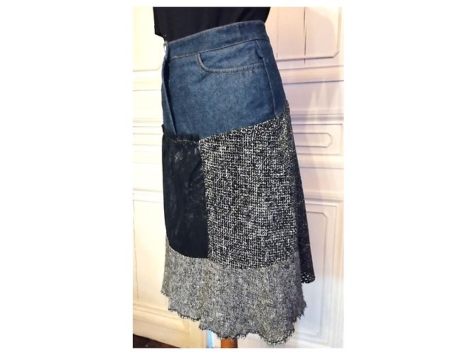 GONNA CHRISTIAN LACROIX GONNA PATCHWORK DENIM..WOOL....PIZZO T 34/36 Multicolore - vista 3