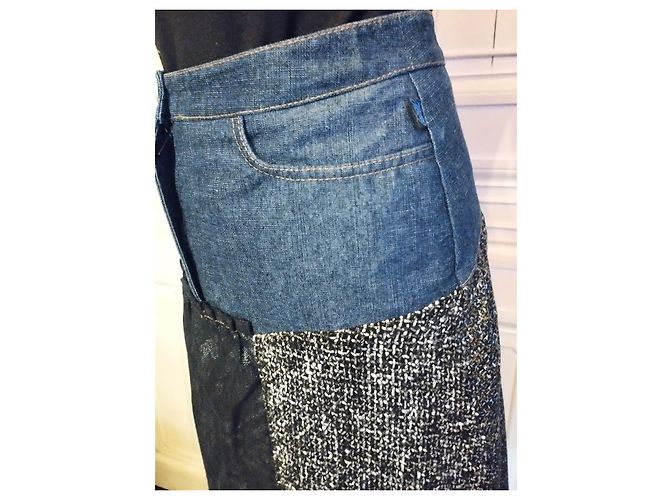 GONNA CHRISTIAN LACROIX GONNA PATCHWORK DENIM..WOOL....PIZZO T 34/36 Multicolore - vista 5