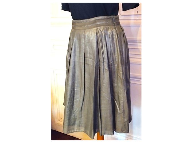 SAIA CALVIN KLEIN COLEÇÃO SAIA "LES KHAKIS" T EMERISE PLISSADA6 OU T 40 Caqui - vista 10