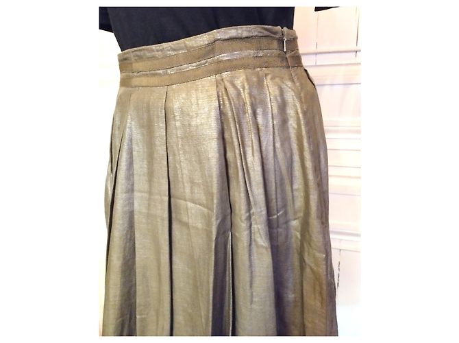 SAIA CALVIN KLEIN COLEÇÃO SAIA "LES KHAKIS" T EMERISE PLISSADA6 OU T 40 Caqui - vista 11
