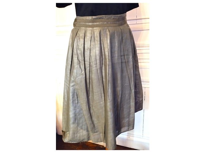 SAIA CALVIN KLEIN COLEÇÃO SAIA "LES KHAKIS" T EMERISE PLISSADA6 OU T 40 Caqui - vista 5