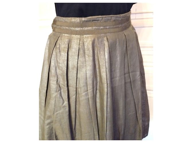 SAIA CALVIN KLEIN COLEÇÃO SAIA "LES KHAKIS" T EMERISE PLISSADA6 OU T 40 Caqui - vista 6