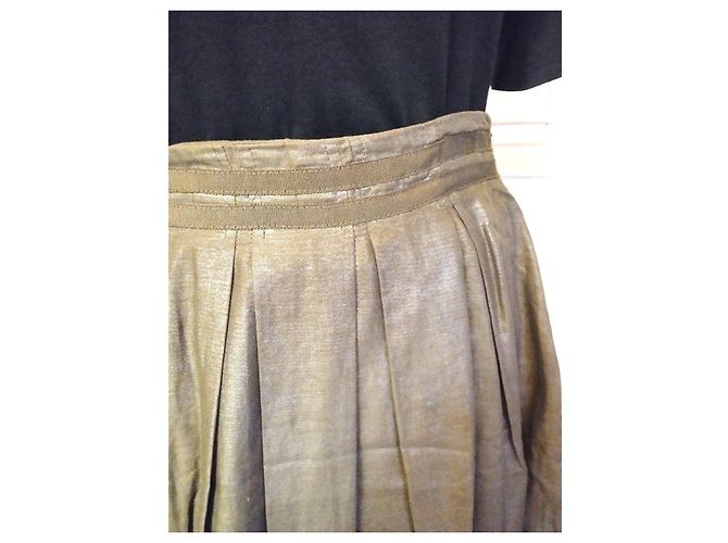 SAIA CALVIN KLEIN COLEÇÃO SAIA "LES KHAKIS" T EMERISE PLISSADA6 OU T 40 Caqui - vista 8