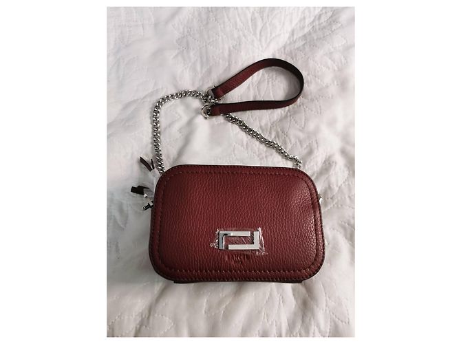 Borsa a tracolla Lancel in pelle martellata bordeaux Bordò Silver hardware - vista 10