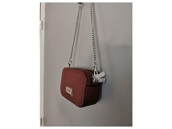 Borsa a tracolla Lancel in pelle martellata bordeaux Bordò Silver hardware - vista 11