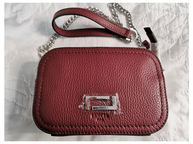 Borsa a tracolla Lancel in pelle martellata bordeaux Bordò Silver hardware - vista 12