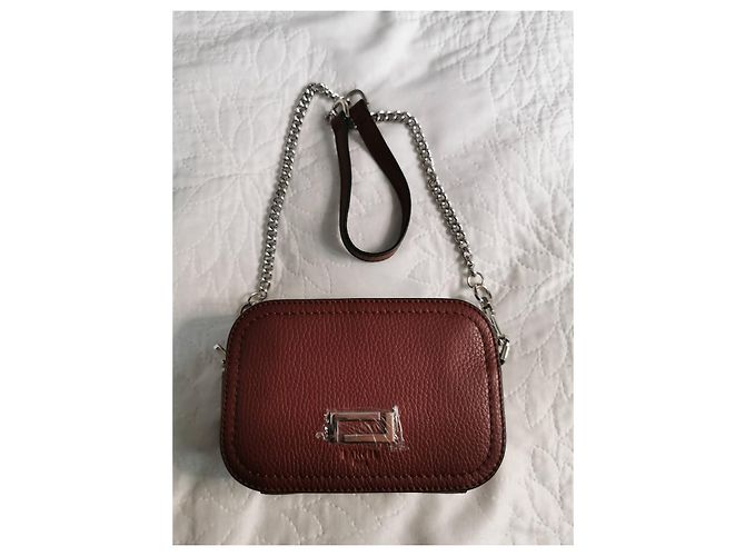 Borsa a tracolla Lancel in pelle martellata bordeaux Bordò Silver hardware - vista 14