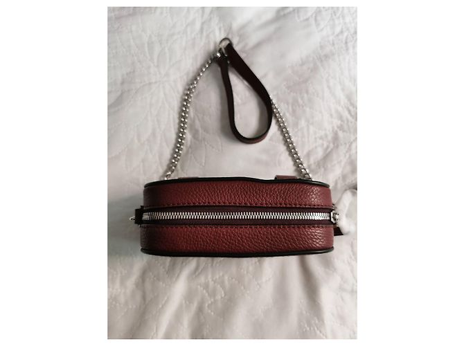 Borsa a tracolla Lancel in pelle martellata bordeaux Bordò Silver hardware - vista 15