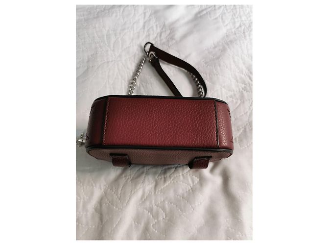 Borsa a tracolla Lancel in pelle martellata bordeaux Bordò Silver hardware - vista 19