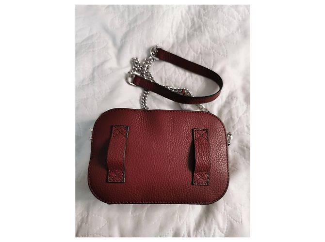 Borsa a tracolla Lancel in pelle martellata bordeaux Bordò Silver hardware - vista 20