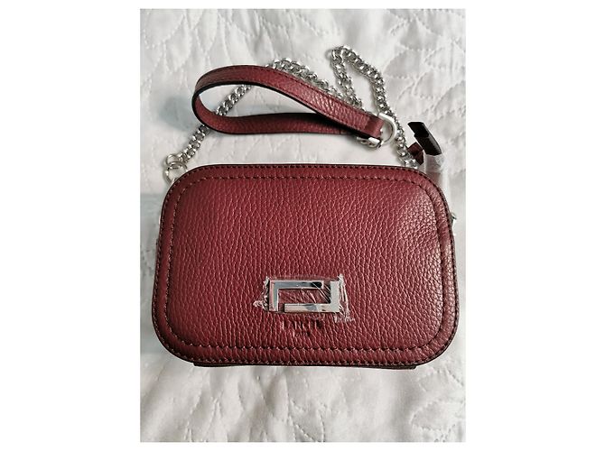 Borsa a tracolla Lancel in pelle martellata bordeaux Bordò Silver hardware - vista 4