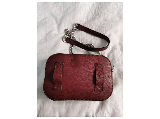 Borsa a tracolla Lancel in pelle martellata bordeaux Bordò Silver hardware - vista 5