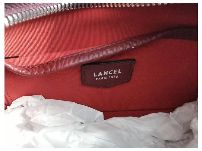 Borsa a tracolla Lancel in pelle martellata bordeaux Bordò Silver hardware - vista 7