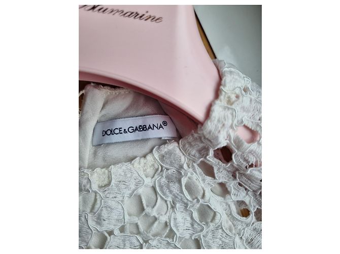 Dolce & Gabbana weißes Baumwollkleid mit Spitze - Ansicht 4
