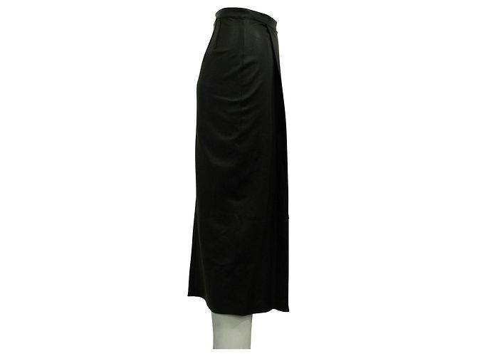 Adam Lippes 100% Lamb Leather skirt with Front Pleat Black - view 4