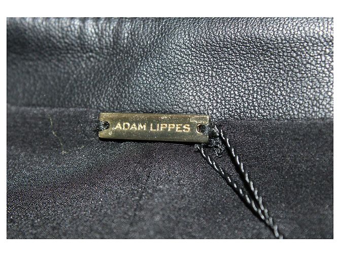 Adam Lippes 100% Lamb Leather skirt with Front Pleat Black - view 5