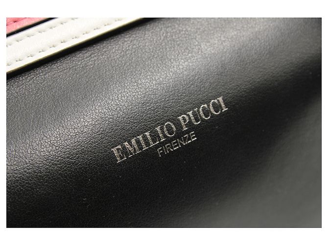 Emilio Pucci Schwarz mit gestreifter Bowler-Tasche in Pink und Creme - Ansicht 8