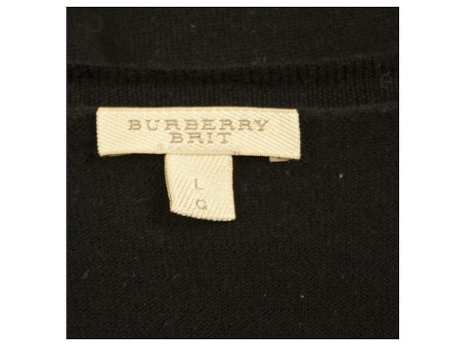 Burberry Brit Schwarzes Merinowolle-Strickkleid in Minilänge oder langes Oberteil Größe L - Ansicht 3