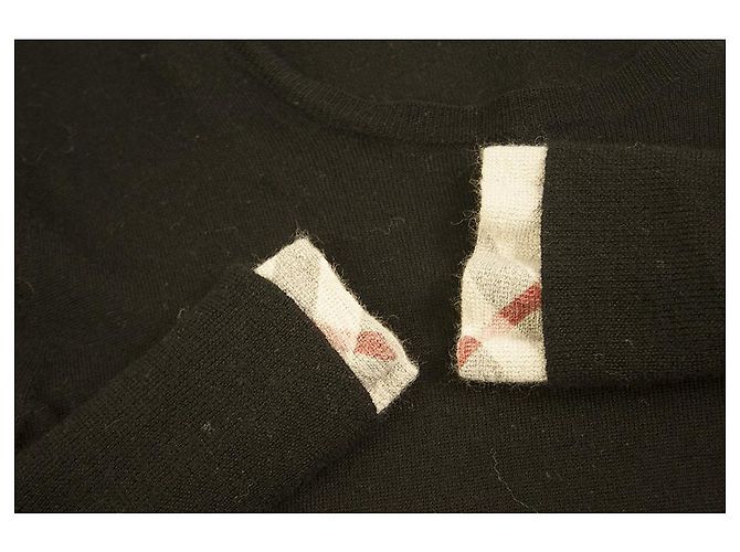 Burberry Brit Schwarzes Merinowolle-Strickkleid in Minilänge oder langes Oberteil Größe L - Ansicht 5