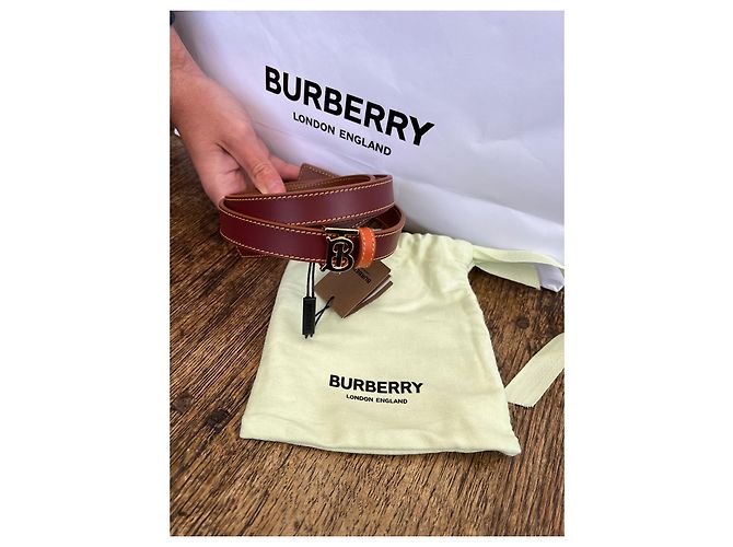 Cinto Burberry de couro marrom com fivela dourada - vista 2