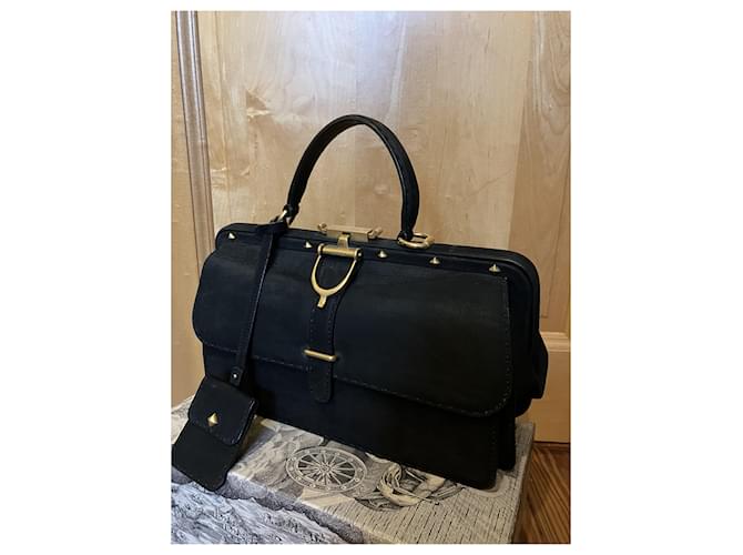 Borsa Gucci Stirrup in Nabuk Nero - vista 3