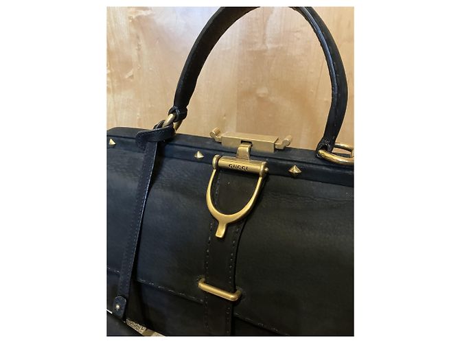Borsa Gucci Stirrup in Nabuk Nero - vista 4
