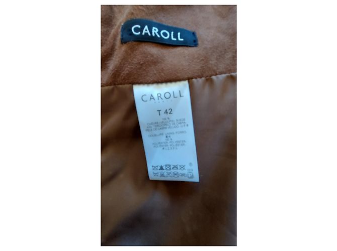 Conjunto de saia e colete CAROLL em camurça caramelo - vista 3