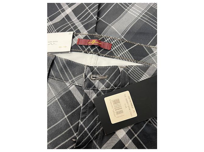Jeans Skinny 7 For All Mankind Estampado Cuadros Negro Gris - vista 7