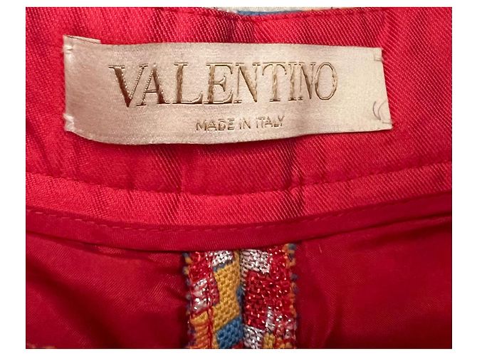 Pantaloncini Valentino in cotone blu con ricami argento rosso e giallo - vista 4