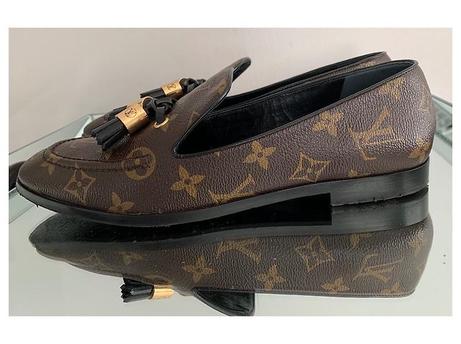 Ballerine Louis Vuitton Marroni in Pelle e Tessuto Taglia 38.5 Marrone - vista 2