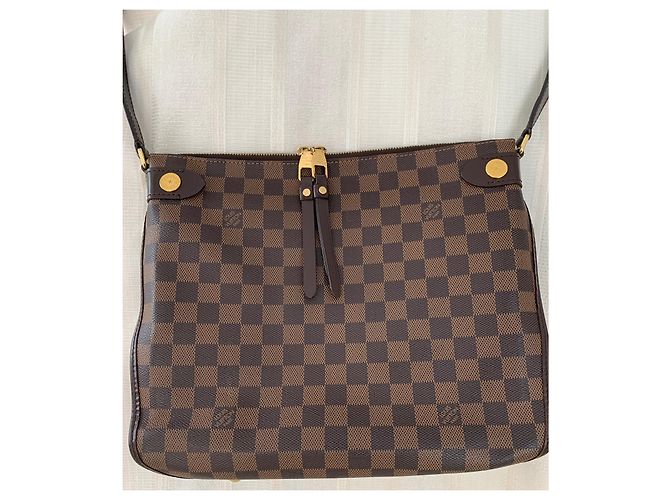 Bolsa transversal Louis Vuitton marrom de couro e tecido - vista 10
